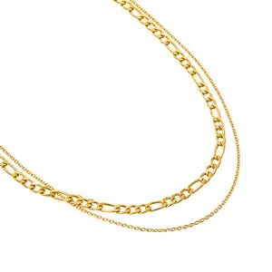 Classic Double Chain Necklace - Elegant Design with Gold Finish and Simple Chain Strap