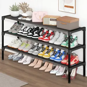 Long Shoe Rack - 3 Tier Shoe Organizer for Closet, Entryway, Garage - Stackable and Free Standing - Space Saving Small Shoe Slves