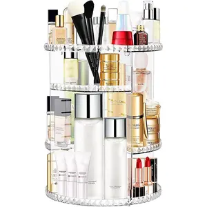 360 Degree Rotating Makeup Organizer without Makeup, Summer Acrylic Multi-layer Perfume Holder, Adjustable Skin Care Product Organizer for Dresser Tabletop & Bathroom