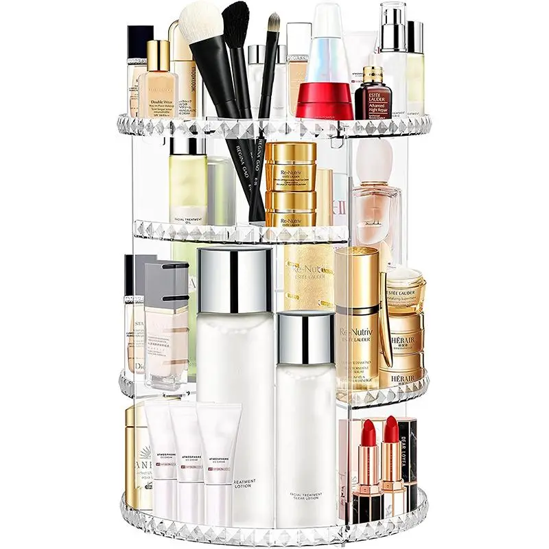 360 Degree Rotating Makeup Organizer without Makeup, Summer Acrylic Multi-layer Perfume Holder, Adjustable Skin Care Product Organizer for Dresser Tab