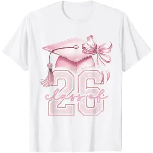 Pink Senior 2026 Coquette Bow Class of 2026 Graduation T-Shirt