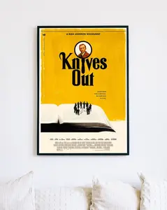 KNIVES OUT retro movie poster, Rian Johnson, Daniel Craig, wall decor, office decor