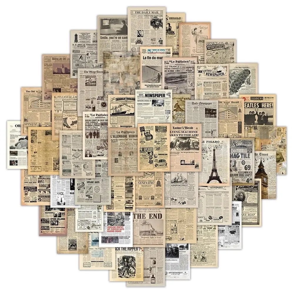60 retro text newspaper graffiti stickers ins posters notebook decoration notebook DIY