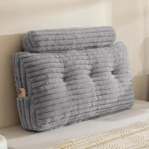 Triangular Headboard Wedge Pillow with a Cylindrical Pillow and Filling, Daybed Pillows for Sitting up, Reading or Working with Removable Cover,Twin 39.4"x19.7"