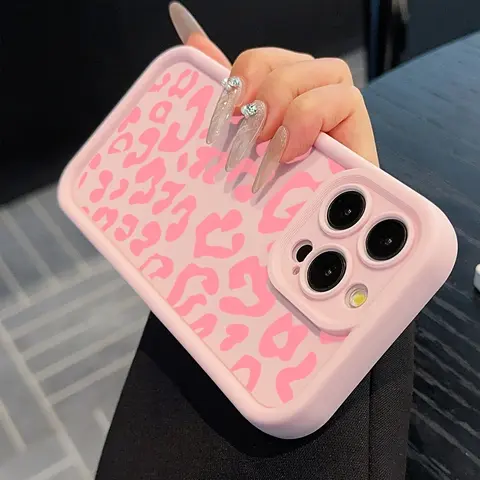 Pink Leopard Print Bamboo Mobile Phone Casing - TPU Soft Waterproof Protective Shell, Lightweight Shockproof Cute Accessory, Precise Cuts, Raised Edges, Easy Install, Compatible with iPhone 15 Pro Max, iPhone 16