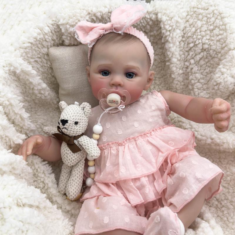 Reborn Baby Dolls Girl 19 inch Cloth Weighted Body Silicone Reborn Toddler Doll Awake Lifelike Dolls That Look Real Child Toys with Outfit doll