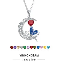Women's Zodiac Stone Necklace, Moon Dragonfly Pendant, Hypoallergenic Jewelry, Gift Box Included, Perfect for Friends and Family