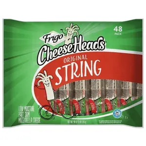 Frigo Cheese Heads String Cheese, 1 oz Each, 48 Count – Individually Wrapped Real Mozzarella Cheese Sticks, High-Protein Snack for Kids & Adults