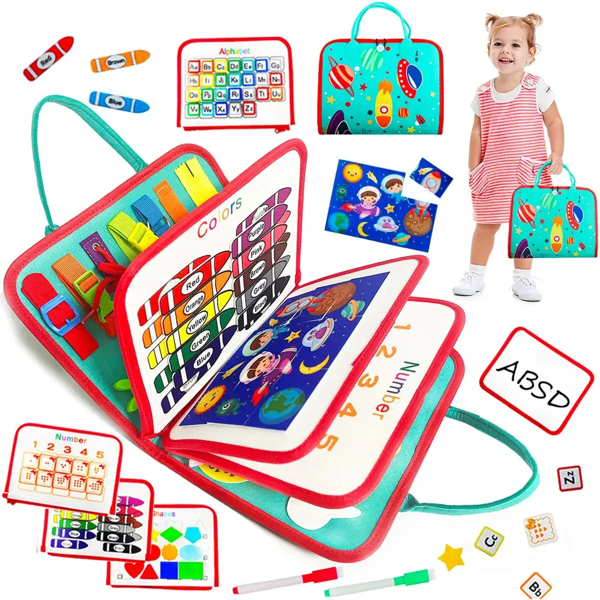 Busy Board Montessori Toys for Boys & Girls Birthday Gifts,Early Educational Game Travel Toys, Preschool Activities for Learning Fine Motor Skil
