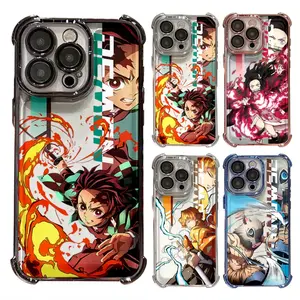 Anime Demon Slayer Tanjiro Nezuko Zenitsu Cool Personalized Artistic Transparent Phone Cases For iPhone 17 Promax Pro Air 16 Plus 15 14 13 12 11 Colorful Shockproof Protective Cover Gift For Birthday Christmas Halloween