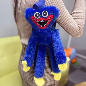 Cute Blue Monster Plush Backpack Soft Stuffed Animal Doll Bag Kawaii Character Shoulder Bag For Kids