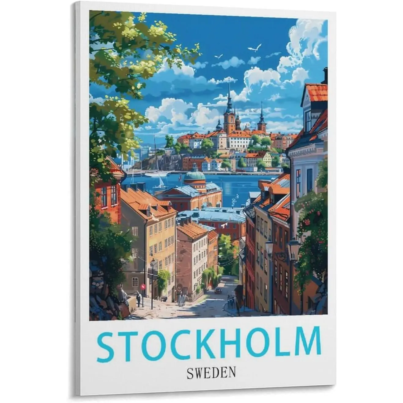 Stockholm Sweden Vintage Travel Posters 12x18inch(30x45cm) Canvas Art Prints Picture Wall Art for Living Room Bedroom Office Decor