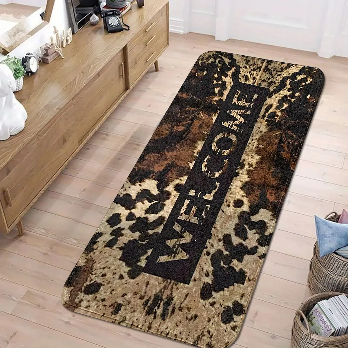 Modern Flannel Home Decorative Rug with Unique Leather Texture, Soft Skin-Friendly Material, Strong Absorbent and Wear-Resistant, Ideal for Living Room or Bedroom, Indoor Home Decor Rugs Area Rug