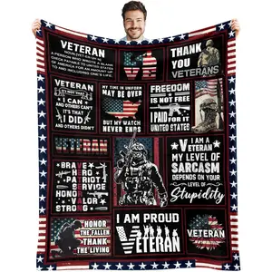 Veterans Gifts, Veteran Day Gifts, Veteran Gifts for Men Dad, Vietnam Veteran Gifts Blanket, Navy/Army/Air Force Veteran Gifts, Gifts for Veterans, Hard Head Veterans Blanket 50"x60"
