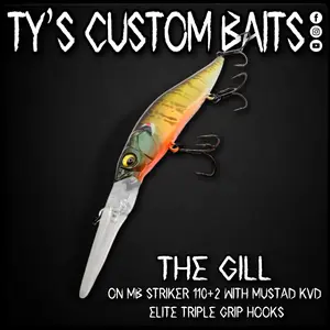 Ty's Custom Baits The Gill on MB Striker 110+2 with Mustad KVD Elite Triple Grip Hooks