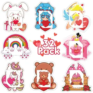 32Pack Valentine's Day Cards for Kids, Classic Valentines Cards with Tattoos&Envelopes, Happy Valentines Car