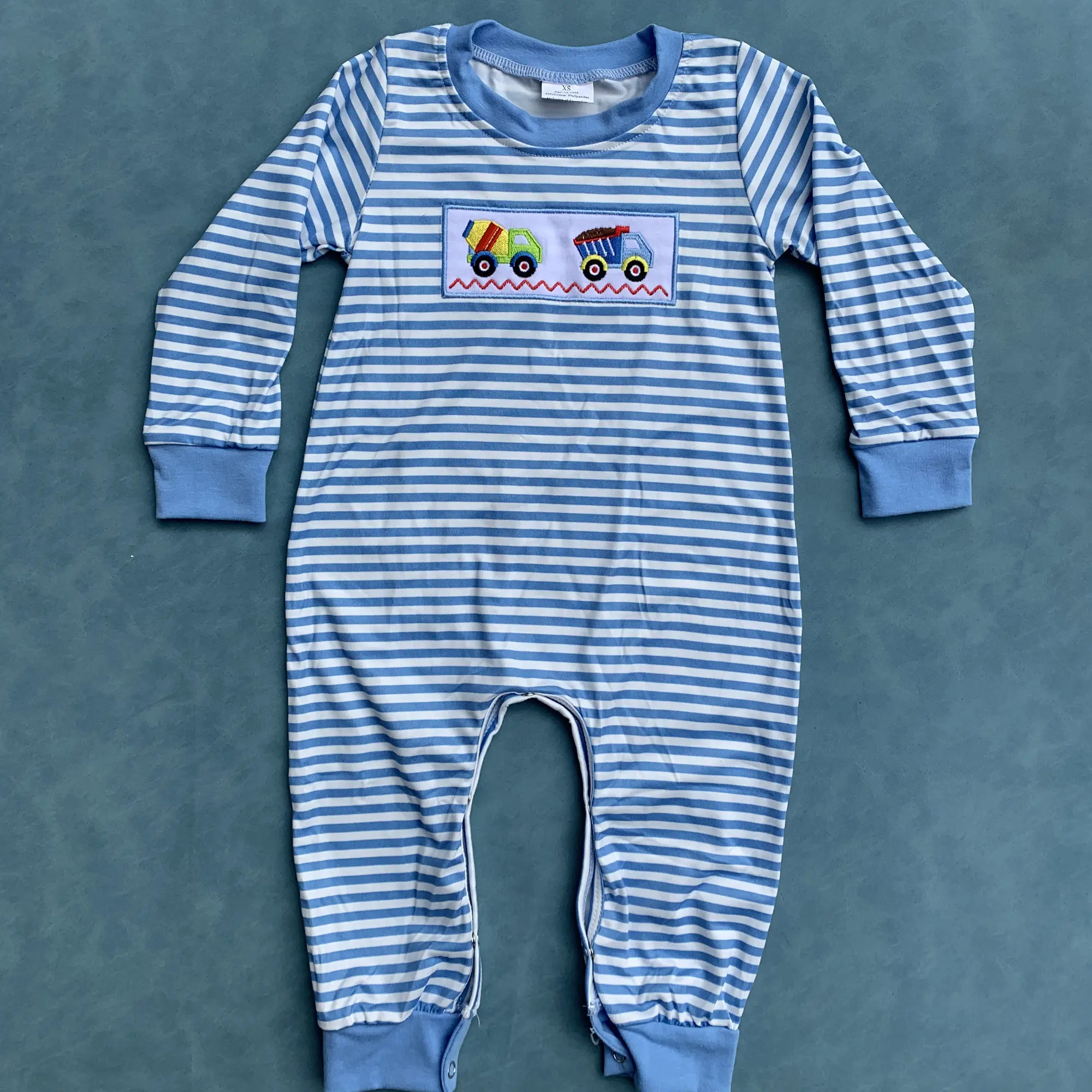 Toddle baby boy long sleeves constructions romper