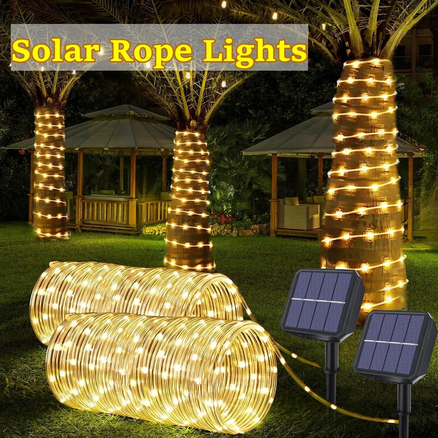 Solar LED Fairy Rope Tube Light Garland for Outdoor Garden, Trees, Fences, and Holiday Decoration