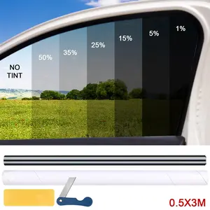 Car Window Film, 0.5x3M Black Sun Shade for Sun Protection, Heat Insulation & Privacy