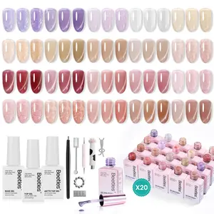 [Exclusive to TTS]Beetles Gel Nail Polish Set 20 Colors 8ML Nude Pink Purple Brown Cat Eye Uv Gel Polish with Base Top Coat, All Season Manicure Tools for Beginners Nail Art Home Gift for Women