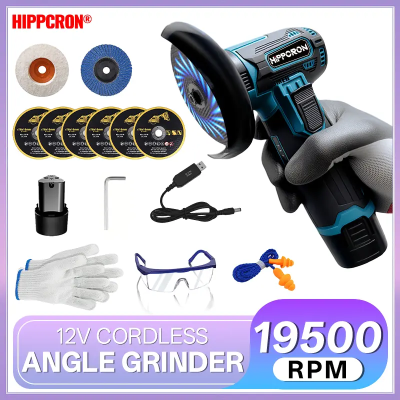 2026 Newest Cordless Angle Grinder with Battery and Charger, 12V Brushless Electric Grinder Tool, Wood Polishing, DIY Welding Prep
