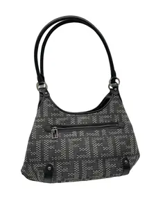 Pre-owned FENDI Checkered Canvas Hobo Shoulder Bag/WJ04828013/8013