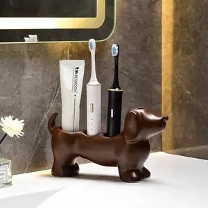 Shelf Toothbrush Holder Bathroom Washstand Ceramic Shelf Base Storage Ornaments - Suitable for Toothbrushes And Toothpicks, Saving Space on The Countertop, Suitable Toothbrush Holder for The Bathroom, Fun Design, Sturdy Structure