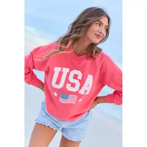 Athletic USA Flag Light Red Graphic Sweatshirt DOORBUSTER