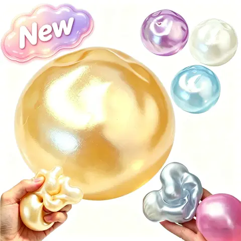 Pearlescent Coconut Oil Soft Rubber Stress Relief Squeeze Ball Toy, Ultra-Soft Slow-Rebound Unisex Sensory Fidget Squishies, Decompression Squeeze Gadget for ADHD Desk Decor | Back to School Gift-MM