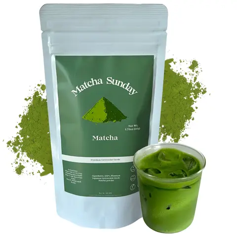 Matcha Sunday Ceremonial Grade Matcha Powder (50g/1.75oz) - Traditional Green Tea, Smooth, Vibrant, Savory, Stone Grind