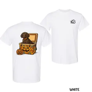 [100% Cotton] Unisex🐕 Southern Halloween Camouflage Dog Print T-shirt, Soft Comfortable Fabric, Trendy Graphic Tee, Great Gift for Dog Hunters, Casual Wear, Comfortable Fit, Perfect for Outdoor Adventures, Versatile for Any Season Fits