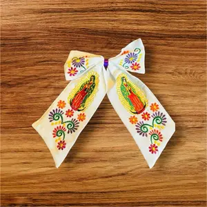Embroidered Bow of Virgen de Guadalupe! Unique Design