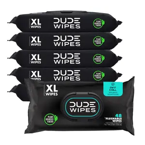 Wipes - Flushable Wipes - 6 Pack, 288 Wipes - Mint Chill Extra-Large Adult Wet Wipes - Vitamin-E, Aloe, Eucalyptus & Tea Tree Oils - Septic and Sewer Safe Toilet