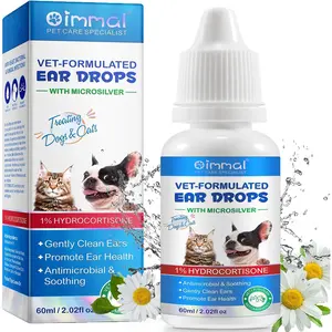 Cat & Dog Ear Infection Treatment Drops, Pets Ear Cleaning Solution Drops with 1% Hydrocortisone Soothing Dog Yeast Infection, Treats Ear Infections, Itchy Ear Relief, Cat Ear Care Supplies