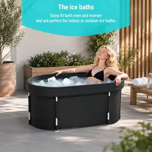 Collapsible ice bath tub designed for athletes and fitness enthusiasts | Portable cold water soaking pool suitable for indoor/outdoor recovery