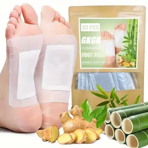 90pcs Bamboo& Ginger Foot Pads for Deep Cleansing- Unscented, Alcohol-Free Natural Foot Care Adhesive Patches