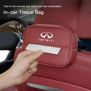 Car Tissue Box Holder Nappa Leather Car Center Console Armrest Napkin Box Sun Visor Backseat Tissue Case with For Infiniti QX55 QX50 QX60 QX80 Q50 Q70L Q60 Q30 Q70 QX70 QX30