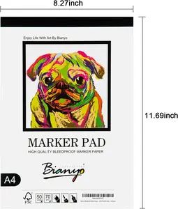 Bianyo A4 Bleedproof Marker Paper Pad – 50 Sheets for Alcohol Markers, Ink & Sketching   Build Your Own Coloring Book Set coloring  markers bible  study  supplies