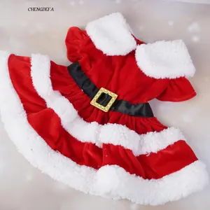 CHENGDEFA Dog Christmas Costume Puppy Dress Soft Warm Short Sleeve Xmas Pet Clothes Dog Christmas Outfit for Dogs Cats