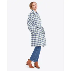 Shawl Collar Belted Coat in Gingham