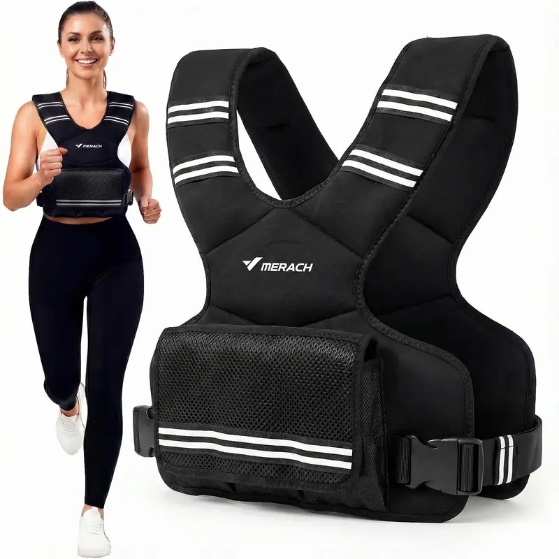 Merach Adjustable Weighted Vest 4–10 lbs with Removable Weight Packs, Lightweight Training Vest with Secure Fit for Walking, Running, Strength Training & Home Workouts BackToSchool