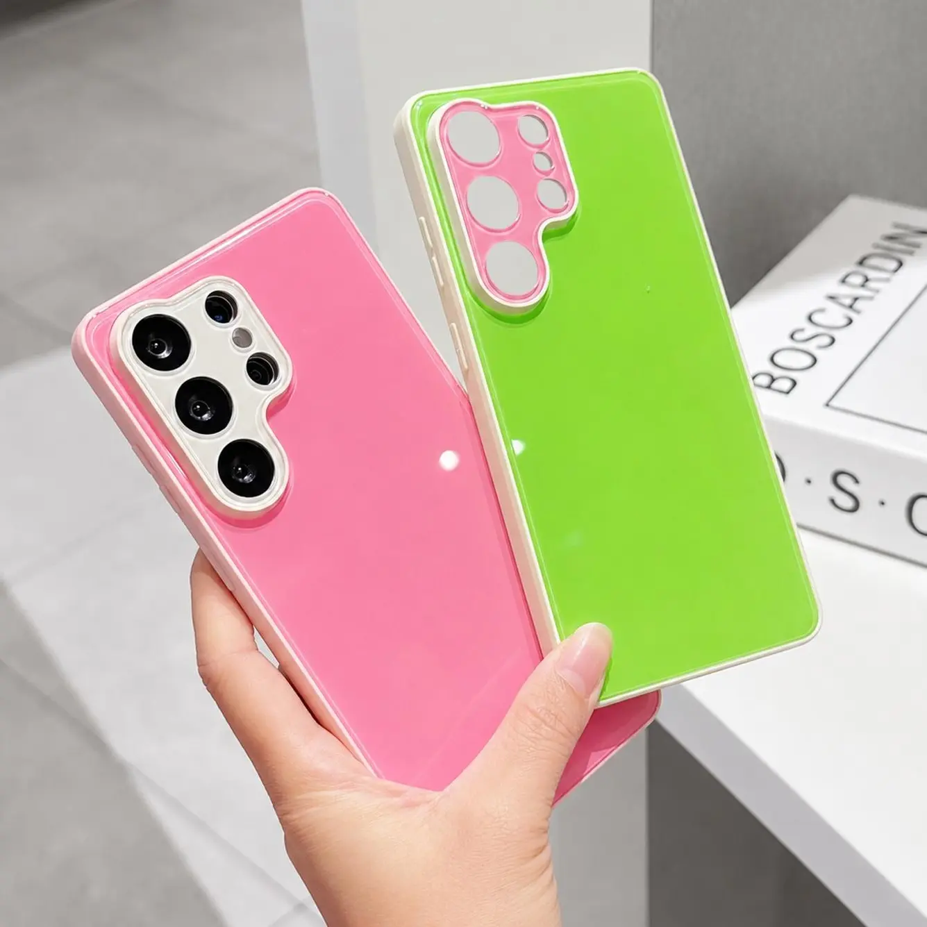 Dopamine Candy Contrast Color Block Cover Case for Samsung S26 Ultra Plus S25 S24 Ultra - Anti-Fingerprint Gloss Back, Luxury Protective Case for Women Girl