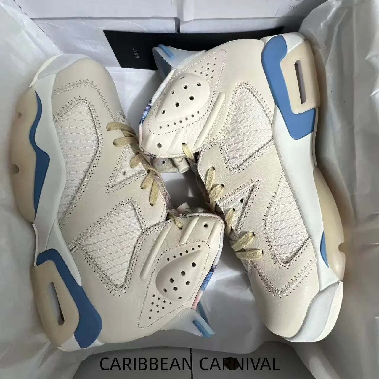 Neutral Tone Cream Light Blue High Top Athletic Sneakers, Mixed Leather & Mesh Breathable Upper, Shock Absorption Padding, Anti Slip Rubber Outsole, Stylish Basketball Trainers For Street Fashion, Travel And Daily Activities 4.