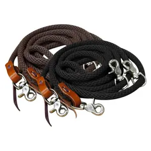 Showman 11 ft. Round Braided Nylon Draw Reins