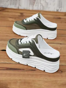 New Summer Autumn Women's Casual Shoes, Thick Rubber Sole Comfortable Mesh Breathable, Height Increase 8cm, Party Slip-On Sandals