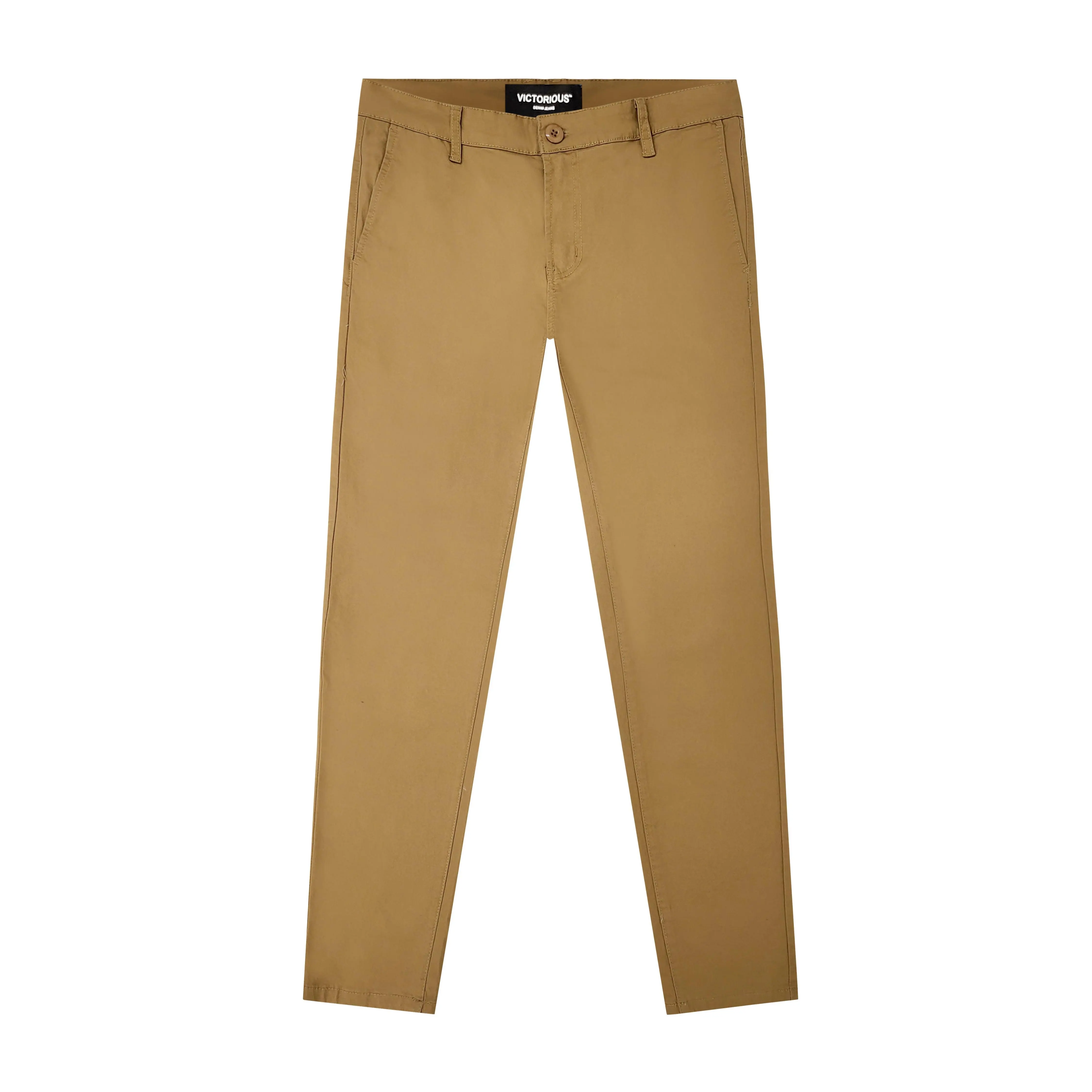 Men Essential Chino Pants Classic Cotton Slim Fit Pocket Tapered 2026