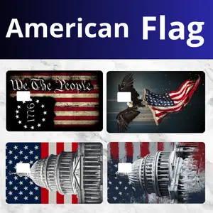 American Flag Card Skins Patriotic America 250th Anniversary American Freedom Flag Patriotic Design Featuring Statue of Liberty and USA Flag