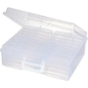 Transparent 4" x 6" Photo Organizers and Photo Storage Box with Handle, 16 Inner Photo Cases, Portable Picture Organizers & Photo Storage Containers (Clear)