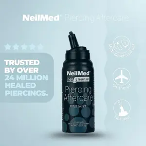 NeilMed Piercing Aftercare Fine Mist Spray 75ml Sterile Saline Solution for Gentle Piercing Aftercare - Healing Vegan & Preservative-Free Moisturizers Cleansing Hydrating Moisture