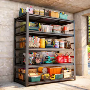 47" W Garage Shelving 3000LBS 5 Tier Storage Shelves Adjustable Heavy Duty Metal Shelving Unit Utility Steel Shelf for Shop Warehouse Industrial Pantry Basement 72" Hx47"Wx24"D,Black